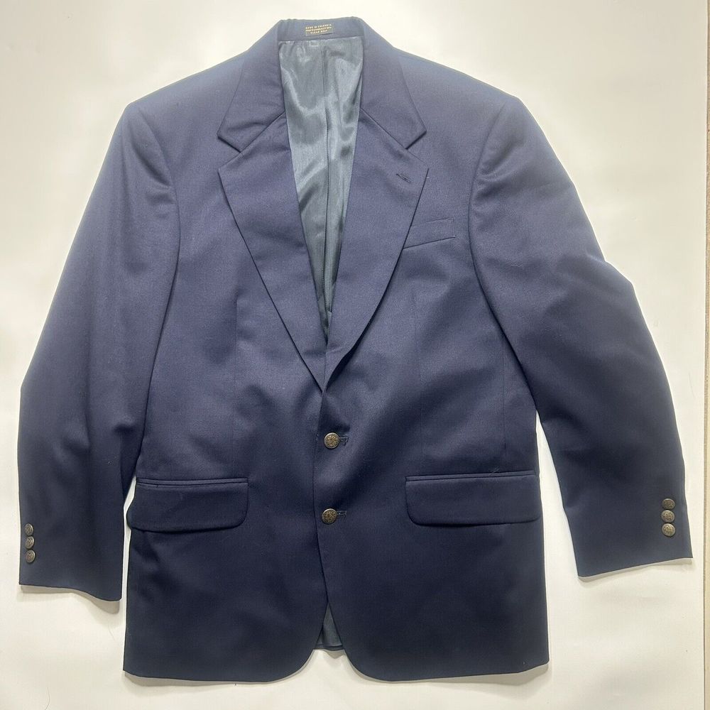 Oscar De La Renta 40R Men’s 2 Button Blazer Jacket 100% Wool Blue